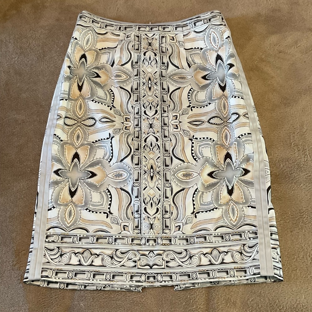 White House Black Market Floral Beaded Embellished Pencil Mini Skirt Sz 0